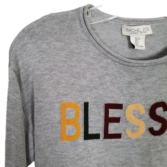 Rachel Zoe Size S Sweater Cozy Cashmere Blend Blessed Light Knit Rolled Edges - Picture 4 of 7